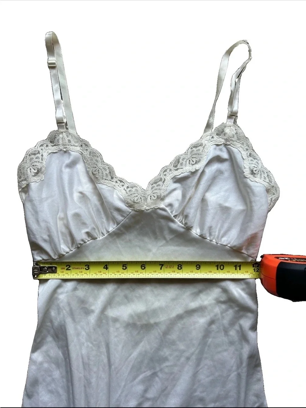 Vintage Y2K 90s Ivory Slip Dress S Babydoll Romantic Cottagecore Lace Trim Sheer